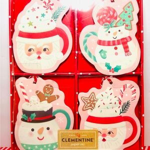 16 Christmas Holiday Mugs Gift Tags Santa Snowman Hot Cocoa Pink Winter